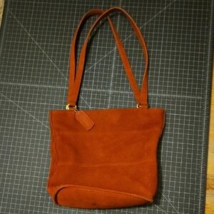 Coach Vintage burnt Rrd Suede  Shoulder Bag with Structured Design